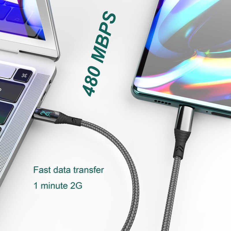 240W/5A 2Pack 4Feet & 6.6 Feet Braided USB C to C Cable Super Fast Charge Typ... gallery