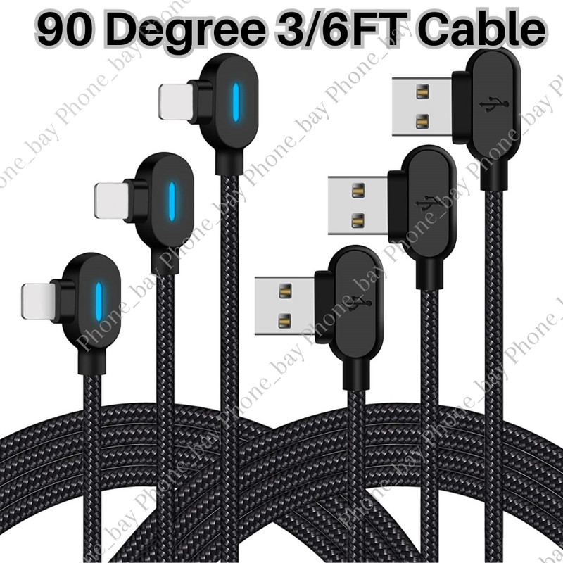 90° Right Angle USB Charger Cable Fast Charging Cord For iPhone 14 13 12 11 8 XR