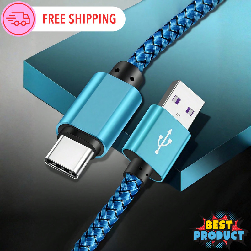 Braided USB C Type-C Fast Charging Data SYNC Charger Cable Cord 3/6/10FT Lot USA gallery