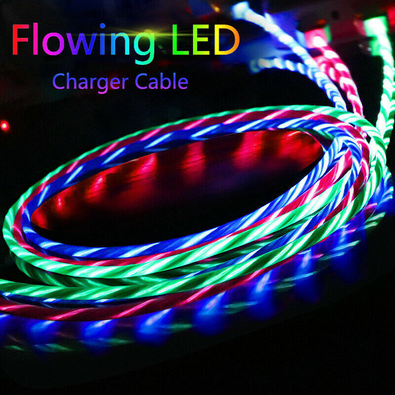 Flashing Cable Micro USB Flowing LED Light Charging Cord For Samsung HTC Android gallery