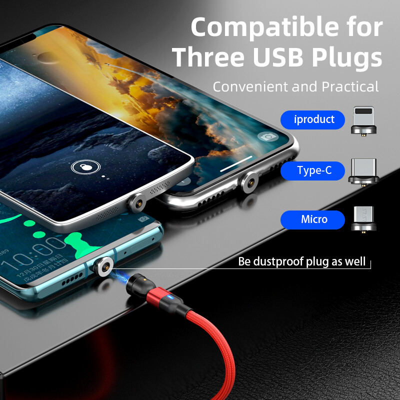 180°+360° Rotate Magnetic Charger Cable Phone Fast Charging Type C Micro USB Lot gallery