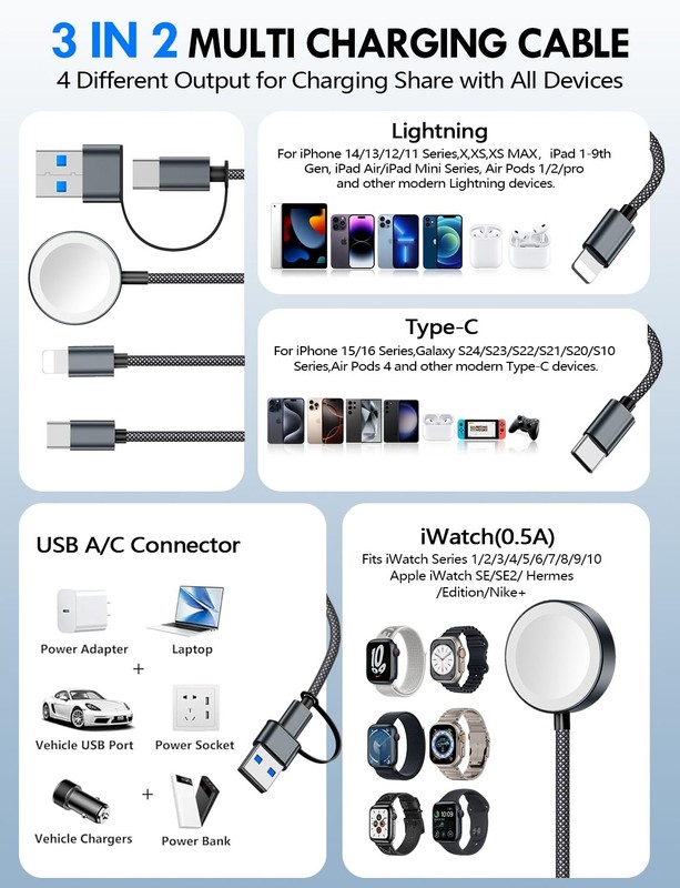 Multi Charging Cable with Watch Charger gallery