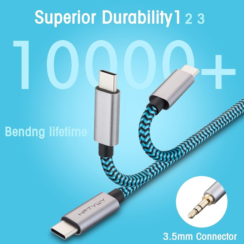 Aux to USB C Cable, 4Ft Nylon Braided Type C to 3.5Mm Audio Cord for Car Stereo, gallery