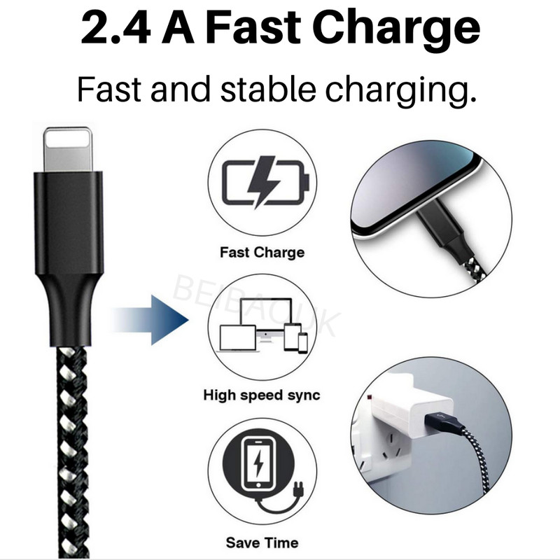 USB Cable 10Ft Fast Charging + QC Charger For iPhone iPad 8 XR 11 12 14 Charger gallery