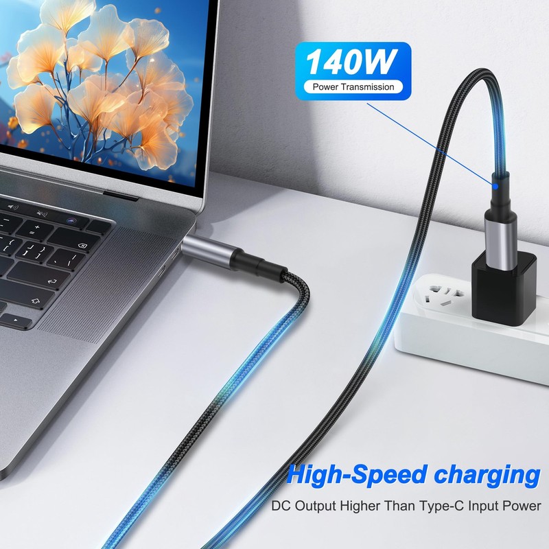USB C To DC 5.5mm x 2.1mm Power Cable Quick Charging PD 140W 7A 1.8M Cord gallery