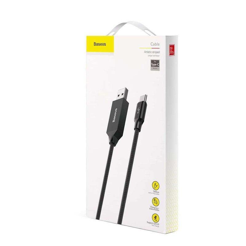Baseus 5M 3A Fast Charge Type-C to USB Braided Charging Data Cable QC 3.0 16 FT gallery