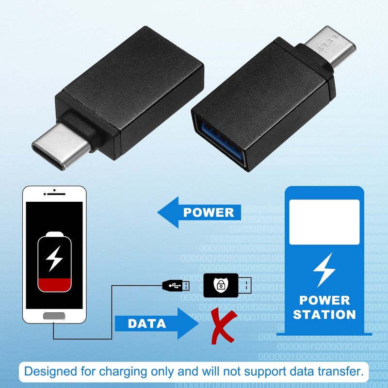 2 Pcs USB Data Blocker, USB C to A Data Protector, Black gallery
