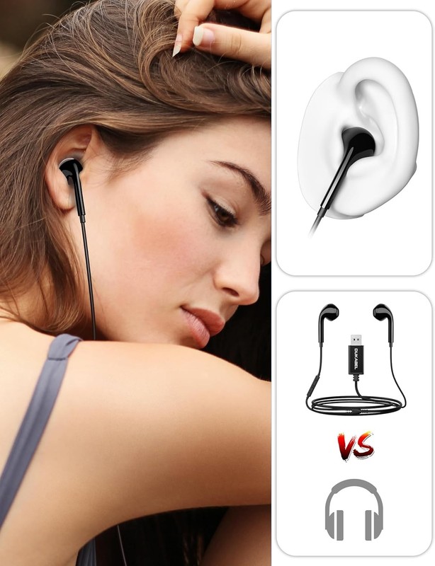USB Wired Earbuds, USB Headphone with Mic for PC/ PS4/ PS5, 6FT in-Ear Stereo... gallery