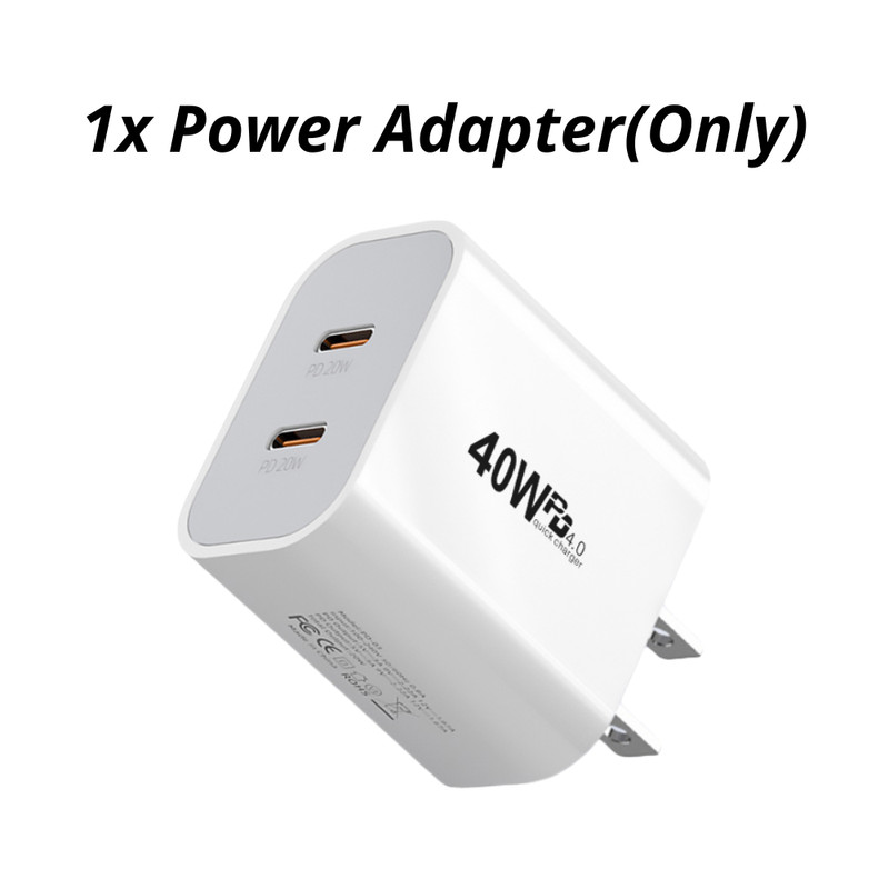 PD 40W Dual Type C USB C Fast Charger Block Data Cable For iPhone 16 15 iPad Pro