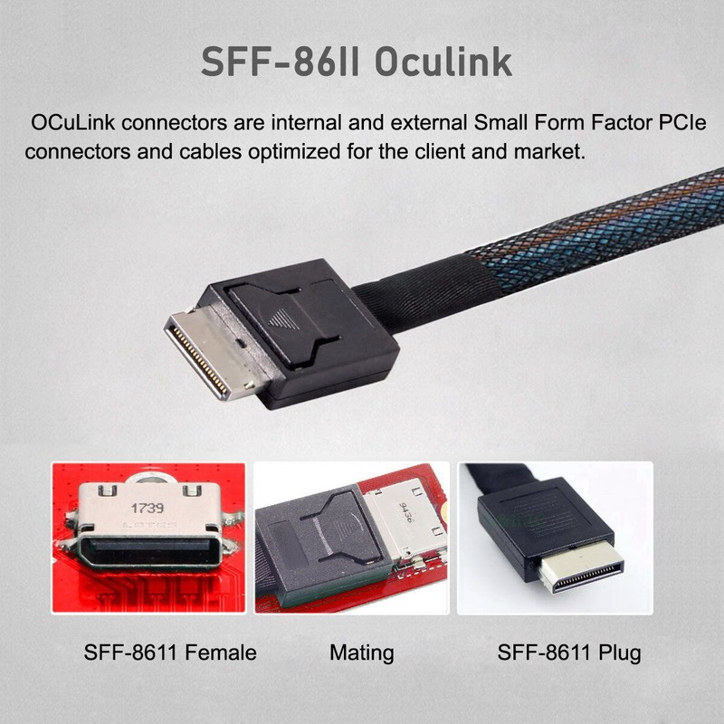CABLECY Oculink SFF-8612 to M.2 Kit NGFF M-Key to NVME PCIe SSD 2280 Adapter gallery
