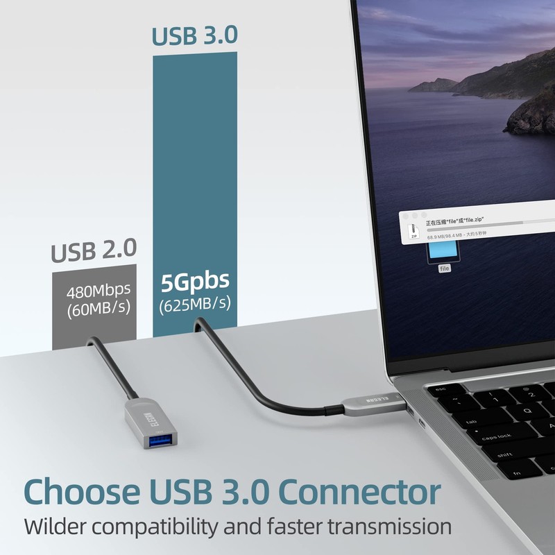 Elecan Active Optical USB 3.0 Extension Cable 100 FT Fiber Optic Type A Male ... gallery