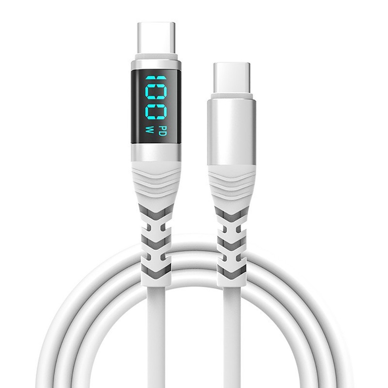 100W Digital Display Fast Charging Dual Type-C Zinc Alloy Silicone Data Cable