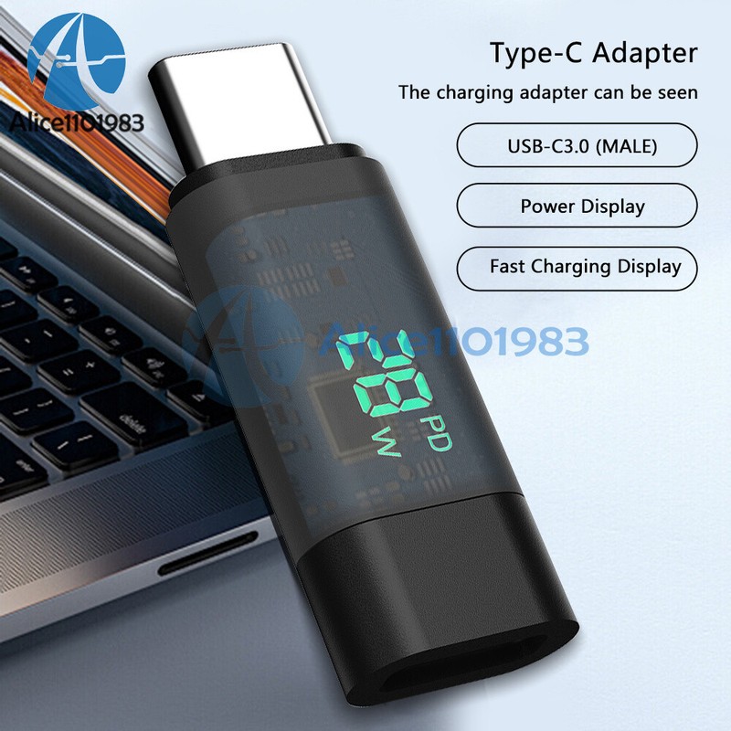 99W Power Digital Display Type C to Type C Adapter Fast Charging Power Detect
