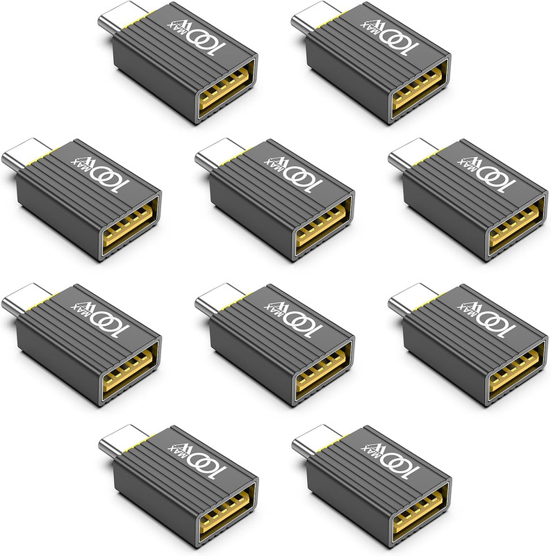 10-Pack 100W USB to USB C Adapter,Usbc Male to a Female OTG Adapter High Speed D