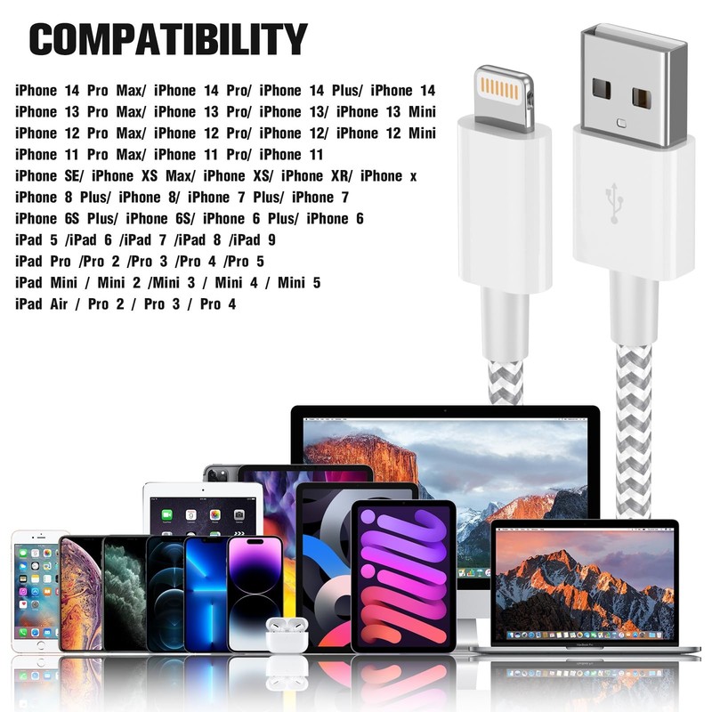 iPhone Charger 3 Pack Lightning Cable 3FT [Apple MFi Certified] Nylon Braided... gallery