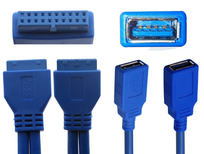 30cm Dual Port USB 3.0 A Female To 20Pin Female Motherboard Y Splitter Cable gallery