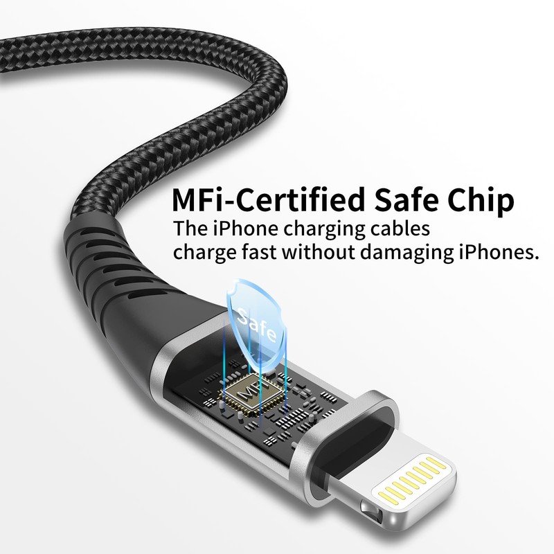Acevien 1ft USB C to Lightning Cable 3 Pack, MFi Certified USBC 1 Foot, Black gallery