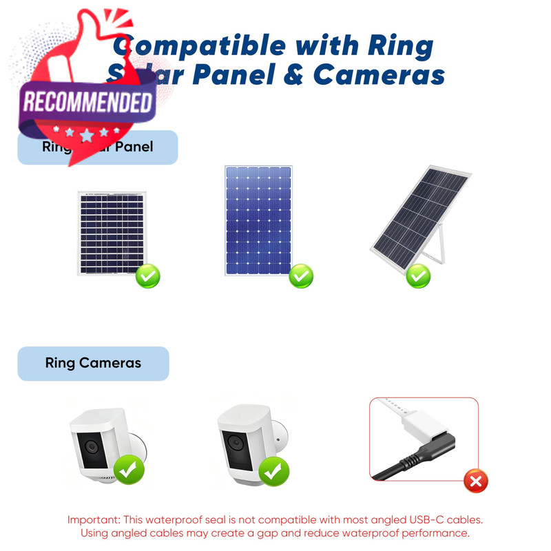 Usb C Extension Cable 10ft For Ring Solar Panel & Camera, 45w Charging gallery
