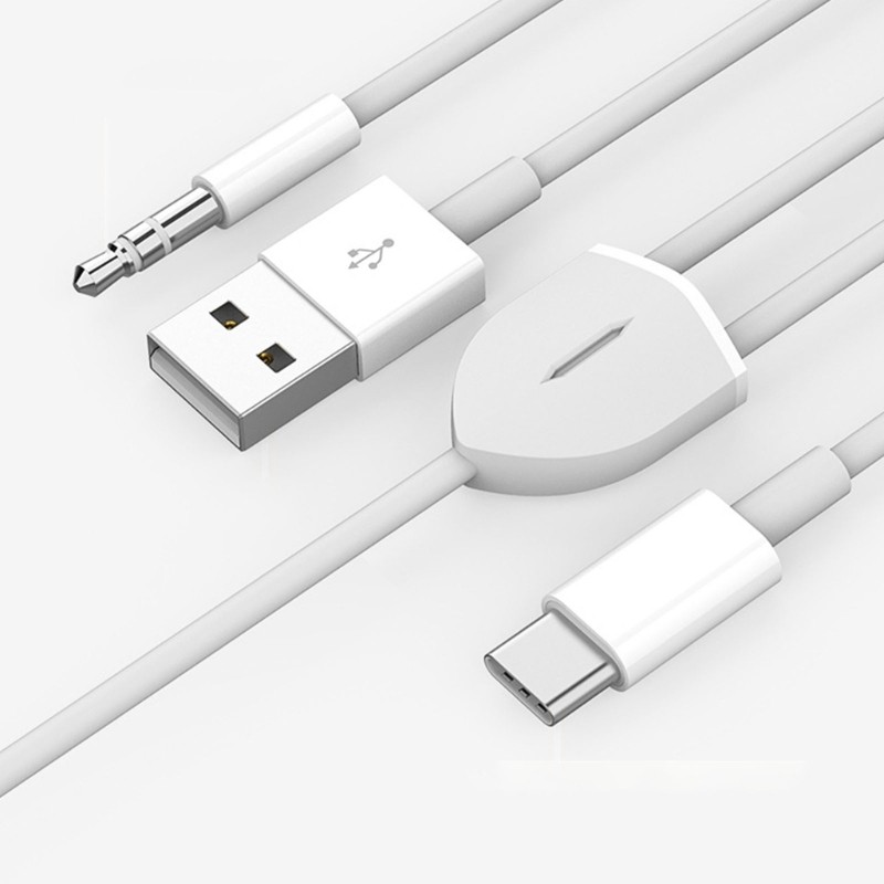 2-in-1 Type-C Car Cable Wire 1 Split 2 Type C to USB A 3.5mm AUX Cable gallery