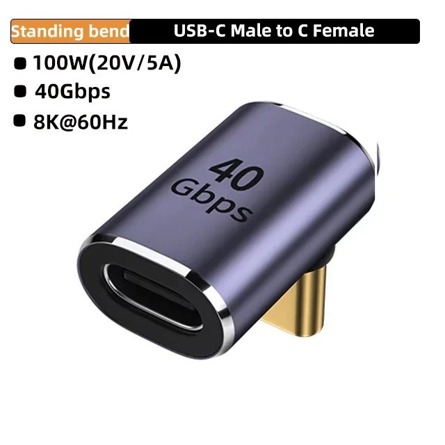 90 Right Angle USB C to USB C Adapter Type C Fast Charging Converter 40Gbps 100W