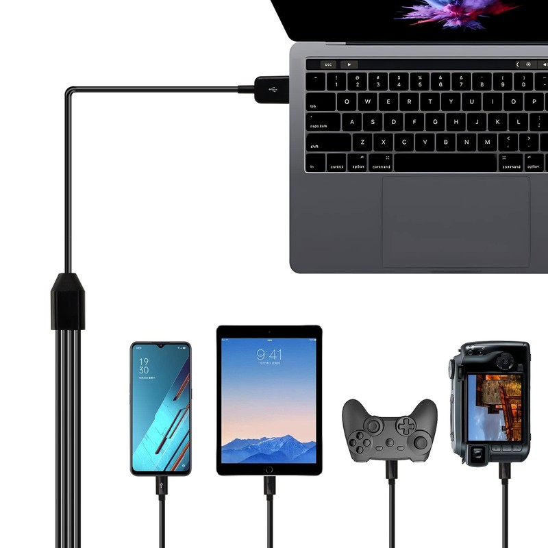 4 In 1 Micro USB B Data Cable Smartphone In-Vehicle Devices Black 1.5M/4.92 Ft gallery