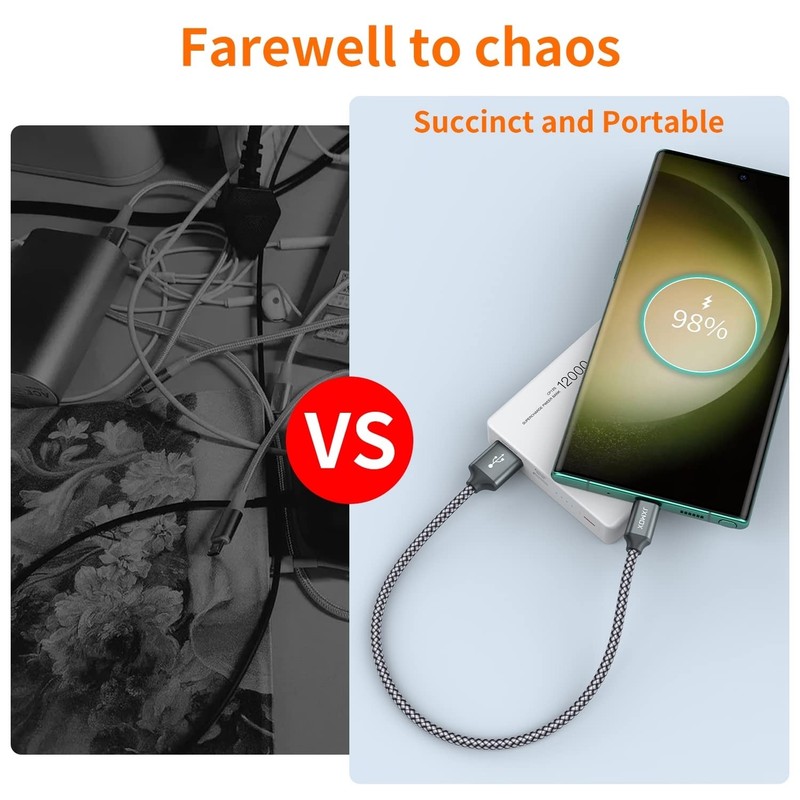 Short USB C Cable (1ft 3-Pack), USB A to Type-C Charger Cord 3.1A Fast Chargi... gallery