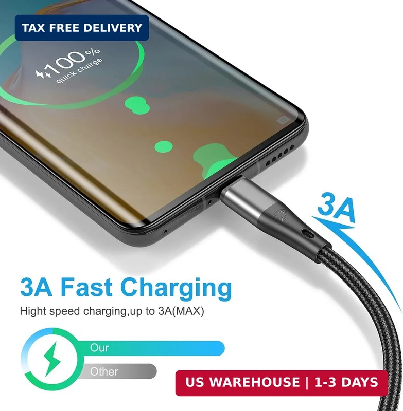 USB to USB C Cable,3Pack 10ft Premium Nylon Braided Fast Charging,3A Rapid Charg gallery