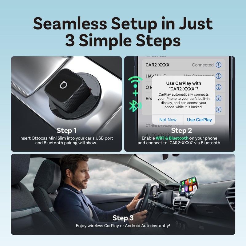 Mini Slim, 2026 Upgrade 2in1 Wireless CarPlay & Android Auto Adapter, Plug & ... gallery