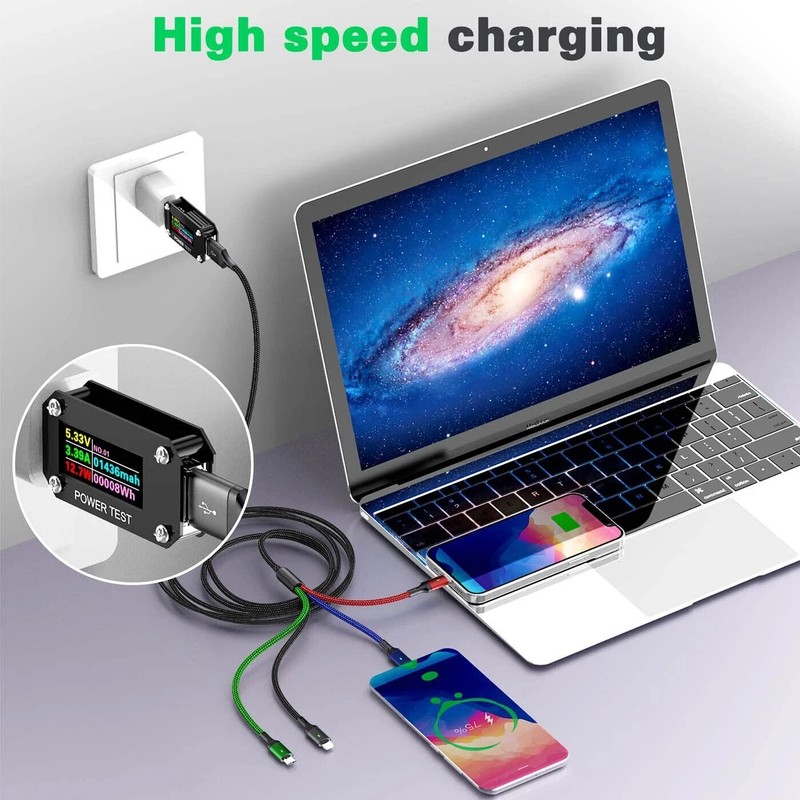 Multi Charging Cable, [10ft 2Pack] Fast Multi Charger Cable Braided 4 in 1 Mu... gallery