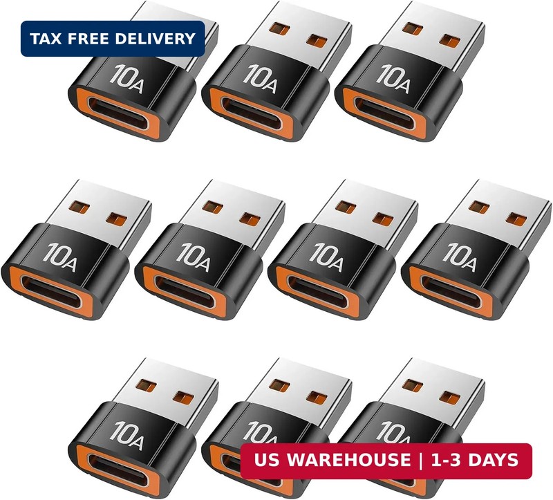 USB to USB C Adapter(10 Pack), Type C Female to USBA Male Block Converter for Ma