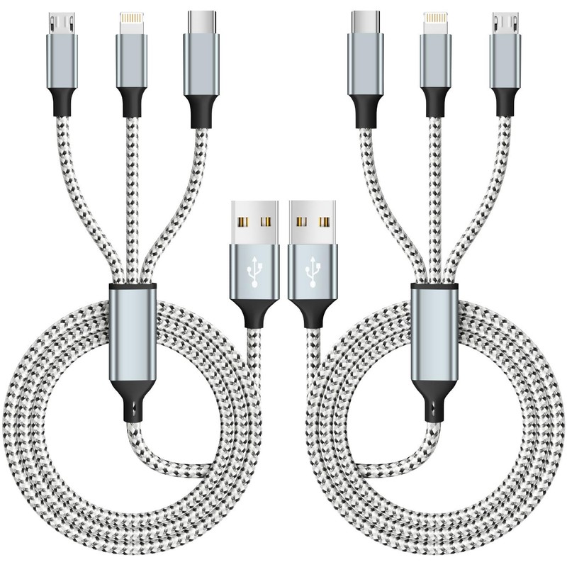 Multi Charging Cable(2Pack 4FT), Multiple Charger Cord Nylon Braided Charger Cor