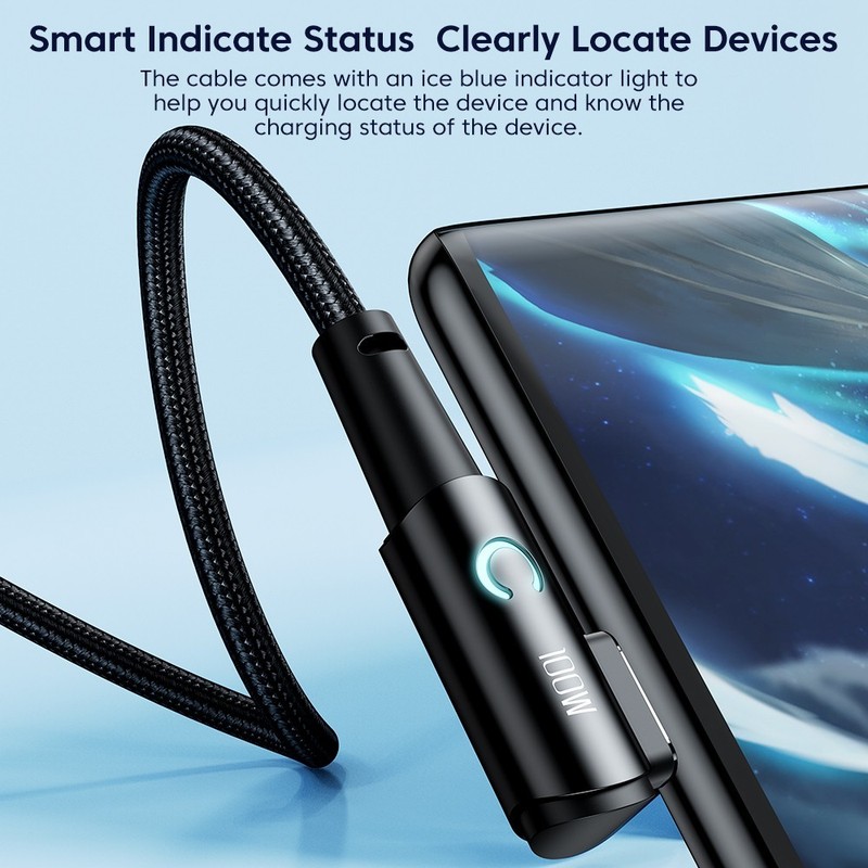 Toocki 100W USB-C to USB-C Fast Charging Cable PD 90° Right Angle Data Cord USB gallery