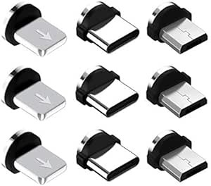 VizGiz 9 Pack Magnetic Phone Cable Adapter Tips USB-C iOS Micro USB