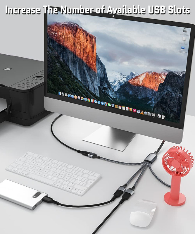 USB Splitter Y Cable 1FT,USB Charger Splitter 1 in 4 Out,Multi Port USBA Extensi gallery