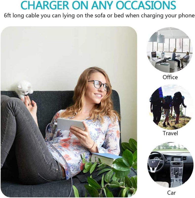 C Charger Cable Fast Charging 5Pack 6Ft Type USB C Cords Phone Charger for Andro gallery