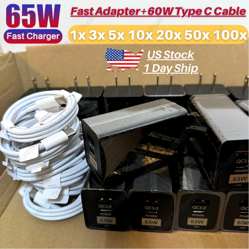 Lot 65W GaN USB Type C Charger QC PD Power Adapter for iPhone 15 Samsung MacBook