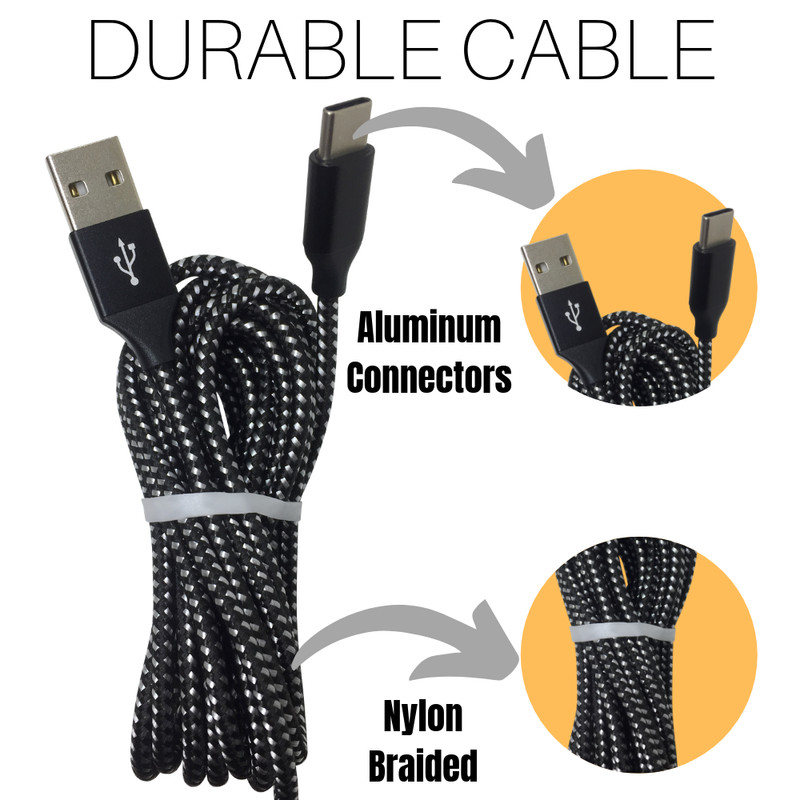 3Pack Type C Charger 10Ft USB C Fast Charge Braided Charging Cable Data Cord Lot gallery