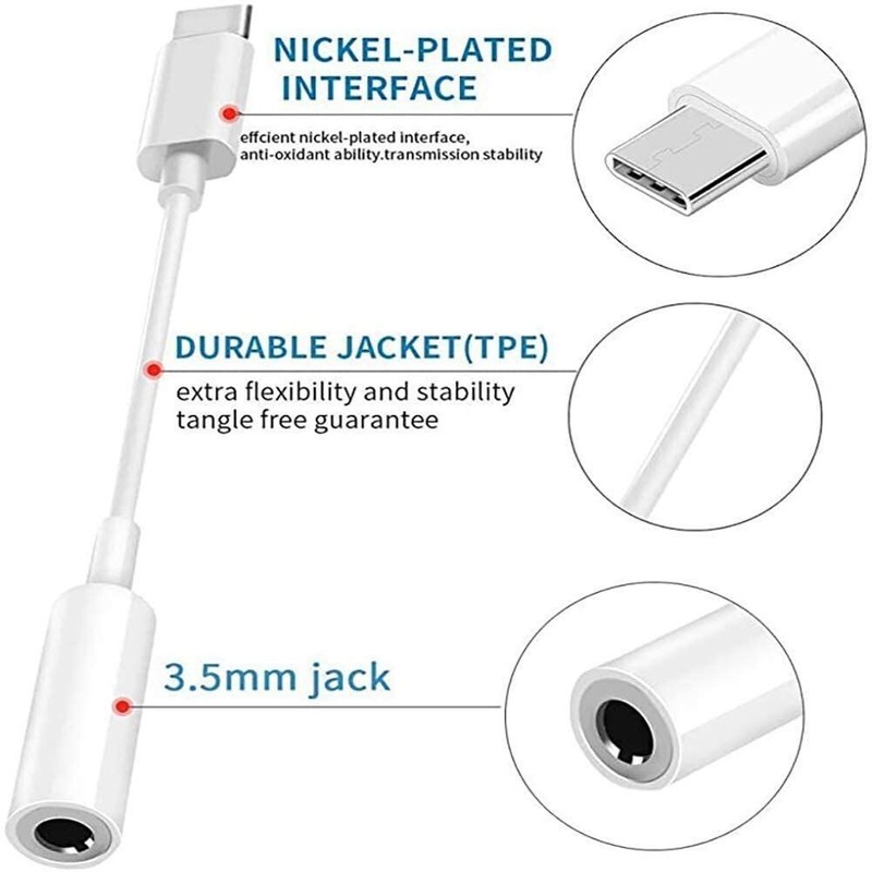 USB Type C to 3.5mm Headphone Audio Aux Stereo Cable Adapter For Samsung Huawei gallery