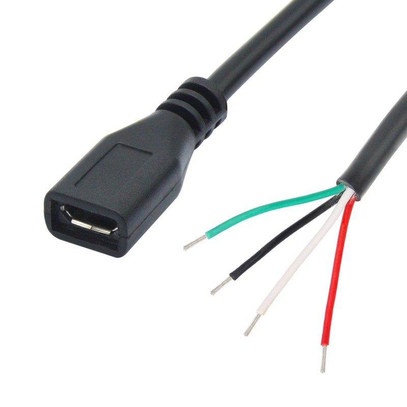 4Pcs Short Micro USB Female 4 Pin Bare Wire 11inch24AWG USB 5V/2A 4 Pin Pigta gallery