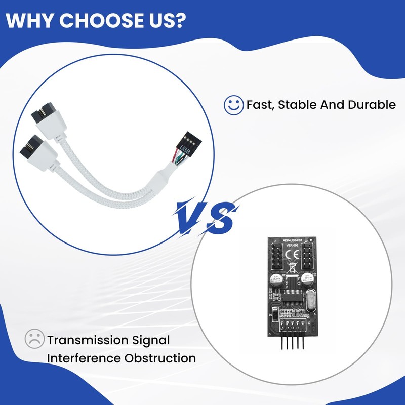 2Pcs USB2.0 Header Splitter Cable Cord, Motherboard 9pin Female to Dual 9-Pin... gallery