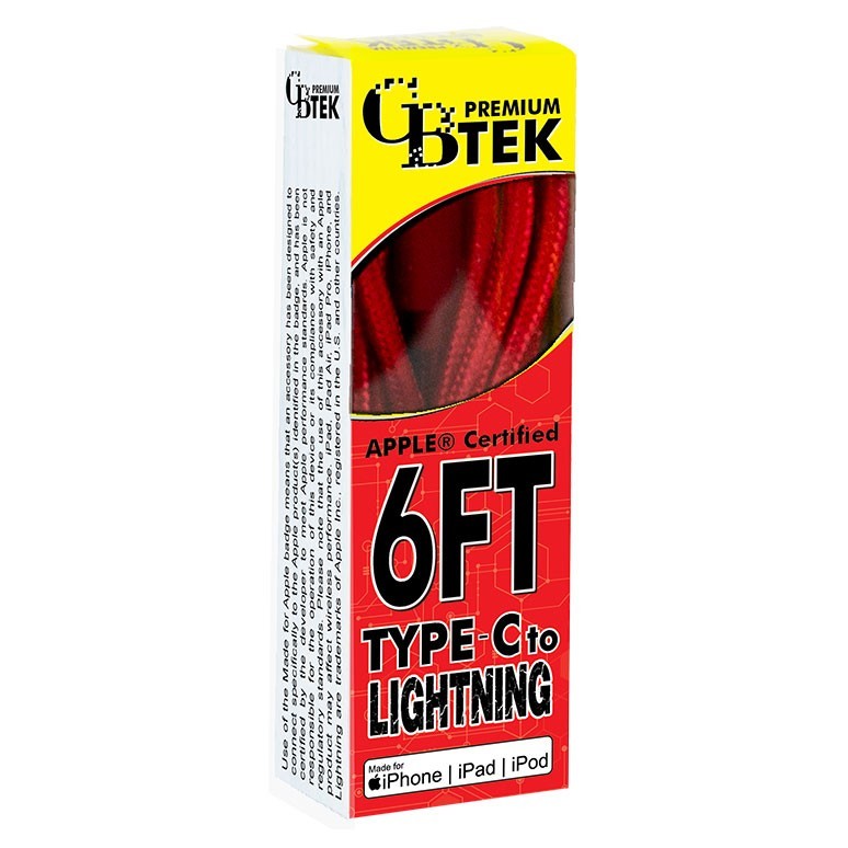 CBTEK iPhone MFI Certified 6ft Charging Cables - Type C to Lightning gallery