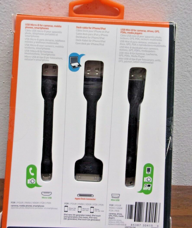 Griffin USB mini cable kit for ipod, iphone, micro+mini USB gallery