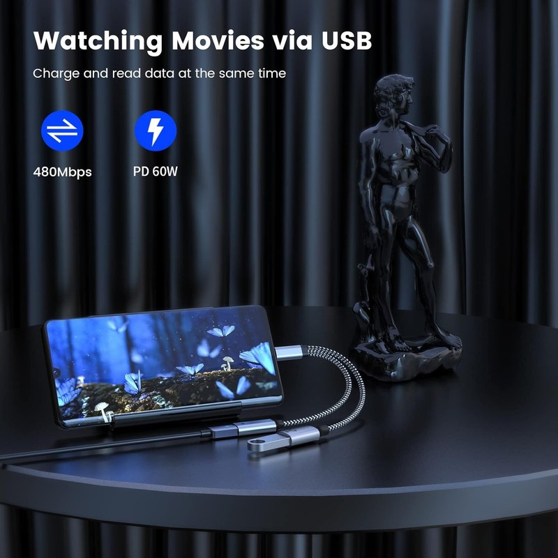 USB C OTG with Charging USB c OTG adapter Type C OTG Splitter with 60W PD Fast C gallery