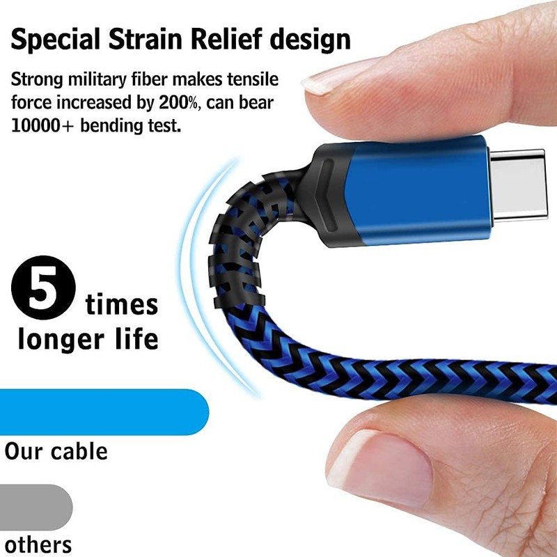 5 Pack USB Type C Cable 3ft 6ft 10ft Fast Charger Cord Assorted Sizes Lead gallery
