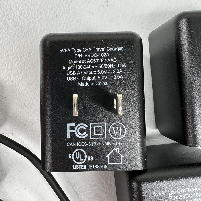 Set of 3 Type C to USB A 3 Foot Charging Cables with Wall Adapters NWOT gallery