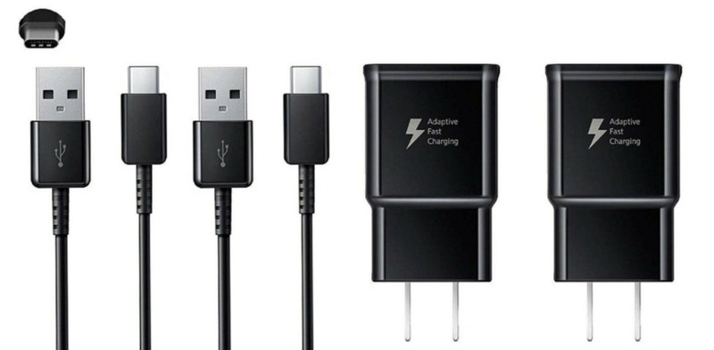 2-Pack Fast Wall Charger +6FT Type-C CABLE for Samsung Galaxy A10E A10e Black