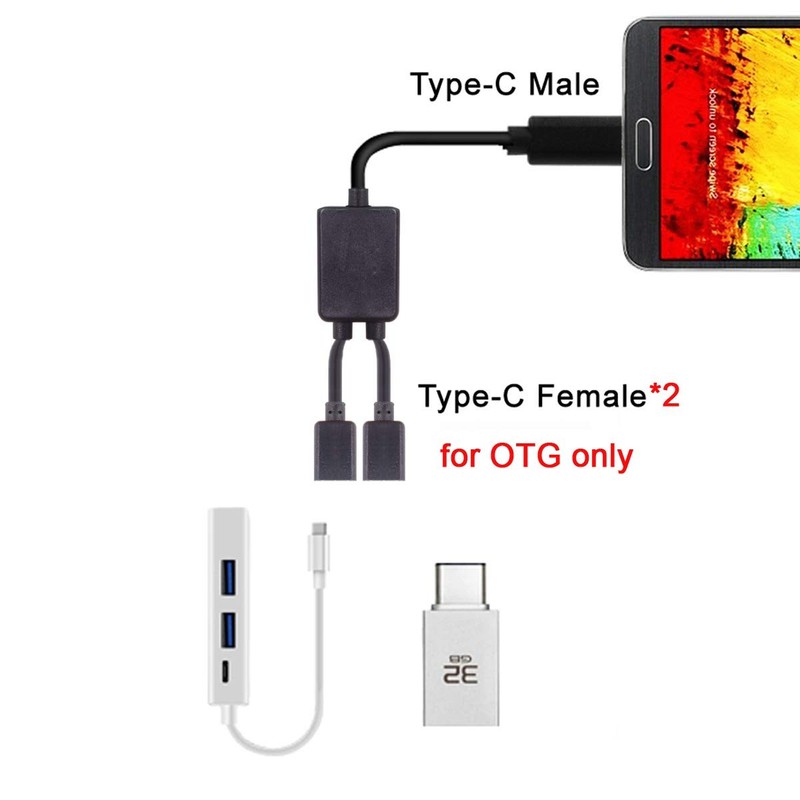cablecc 30cm Type-C to Dual Ports USB-C Female Hub Cable 30cm, 1 2 gallery