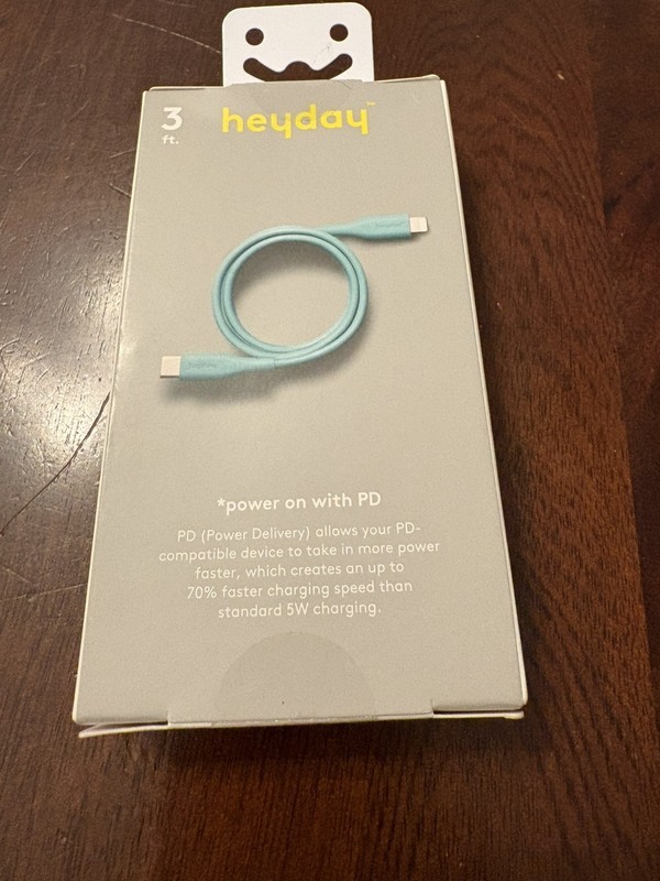 Heyday 3′ Lightening To USB-C Fast Charging Cable For iPhone iPad lot of 1