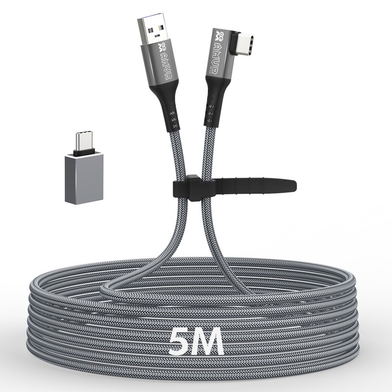 5M Power Cord USB 3.0 Gen 1 Cable Type A to C Adapter For Quest 2/Pico Neo2/Neo3