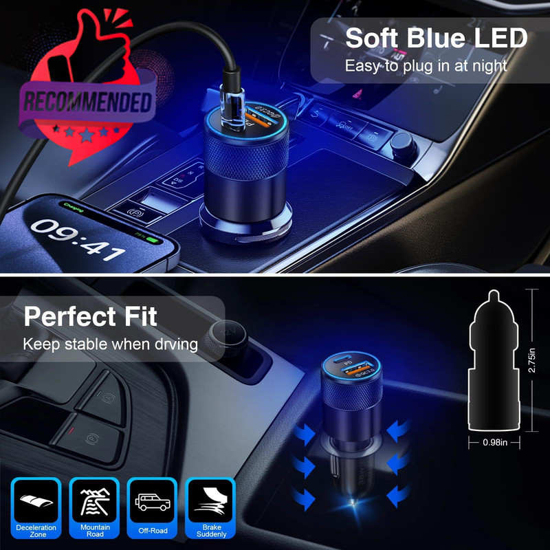 Usb C Wall/car Charger,38w Dual Usb-c+usb-a Cigarette Lighter Adapter, 20w Fast gallery